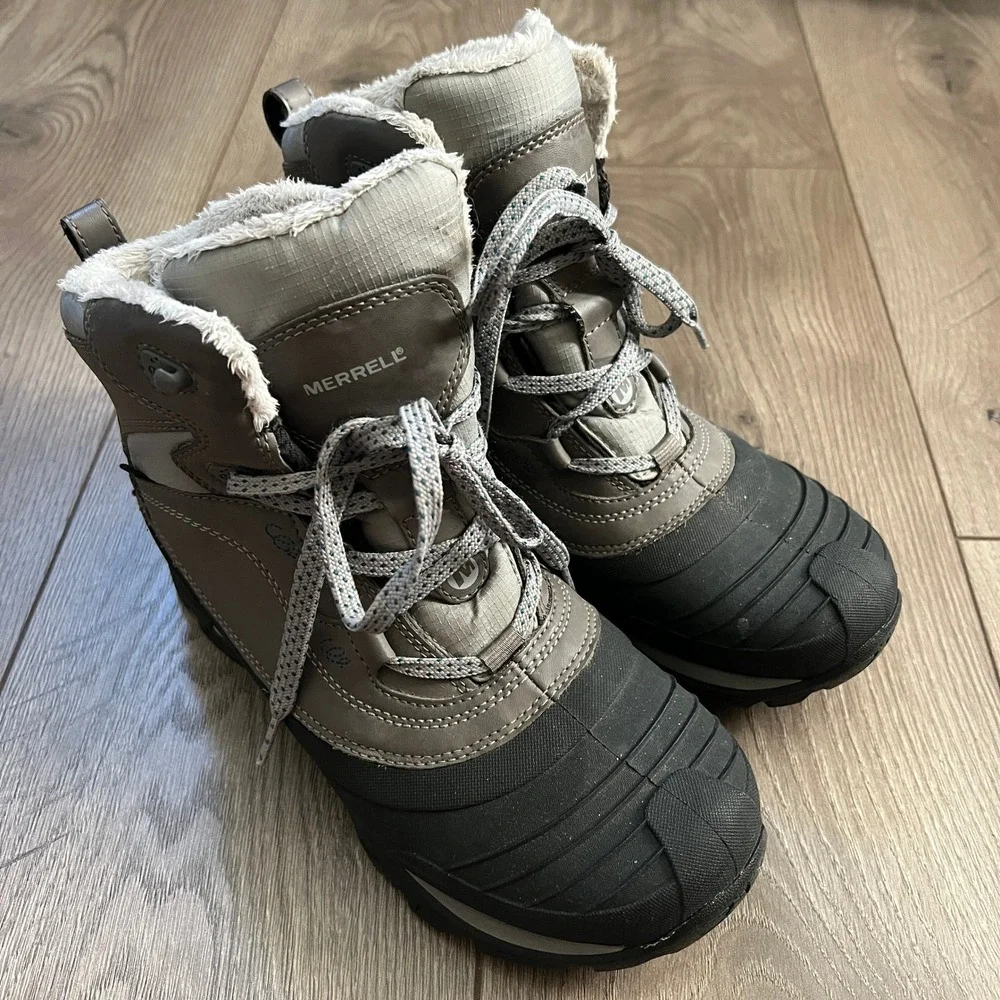 Merrell Opti-Warm Insulation Waterproof Boots Gray Women's Size 8.5 Winter